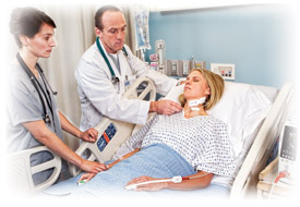 Nurse monitoring patient's breathing